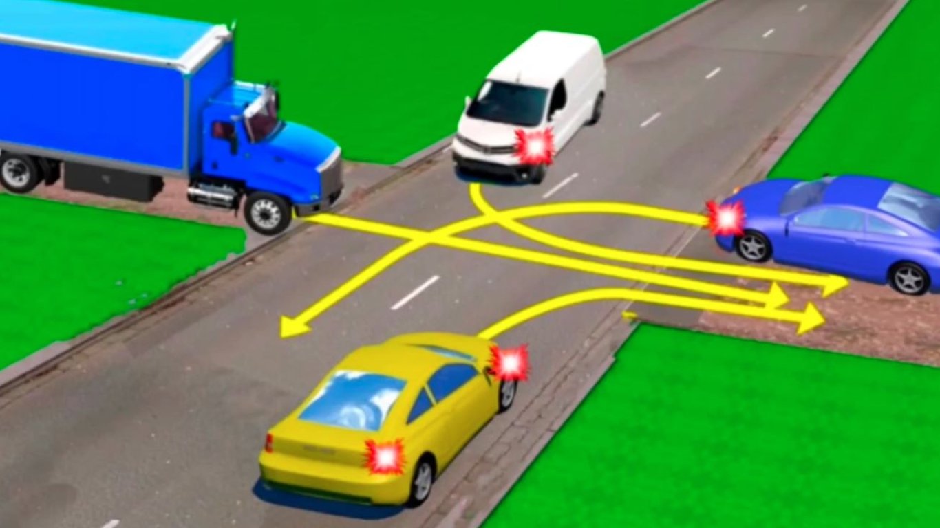Тест з ПДР: як роз'їдуться машини в складній ситуації на перехресті