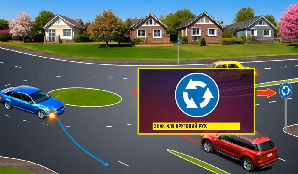 Складна ситуація на круговому перехресті — хто з водіїв порушує правила - фото 1