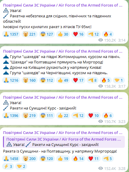 Атака ракетами з Ту-95МС та "Шахедами" — у небезпеці вся Україна - фото 1