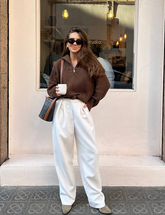 What to wear with a brown sweater