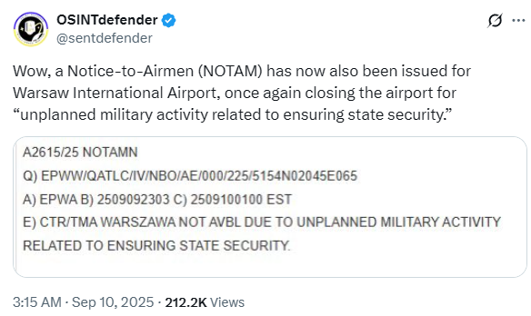 Аэропорты Люблина и Варшавы закрыты на фоне атаки российских дронов 10 сентября - фото 2