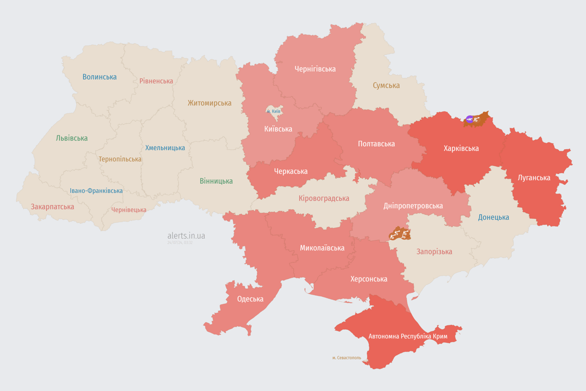 Російська атака вночі 24 липня