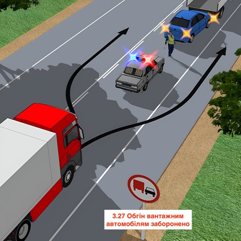 Тест з ПДР: за якою траєкторією можна обʼїхати перешкоду?