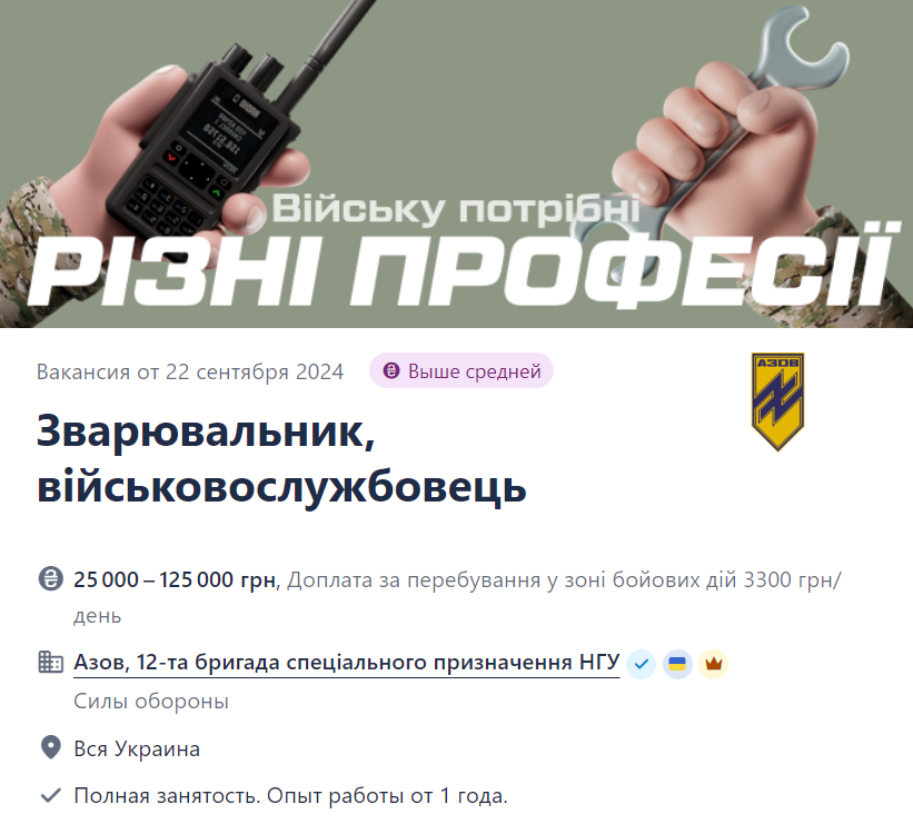 Бригада "Азов" шукає на роботу зварювальників — які вимогу та умови - фото 1