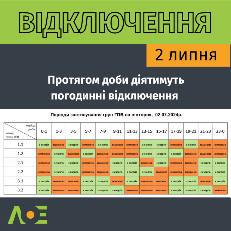 Відключення світла у Львівській області 2 липня