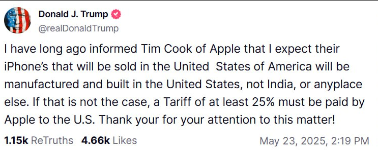 Trump prepares to impose 25% duty on Apple — photo 1