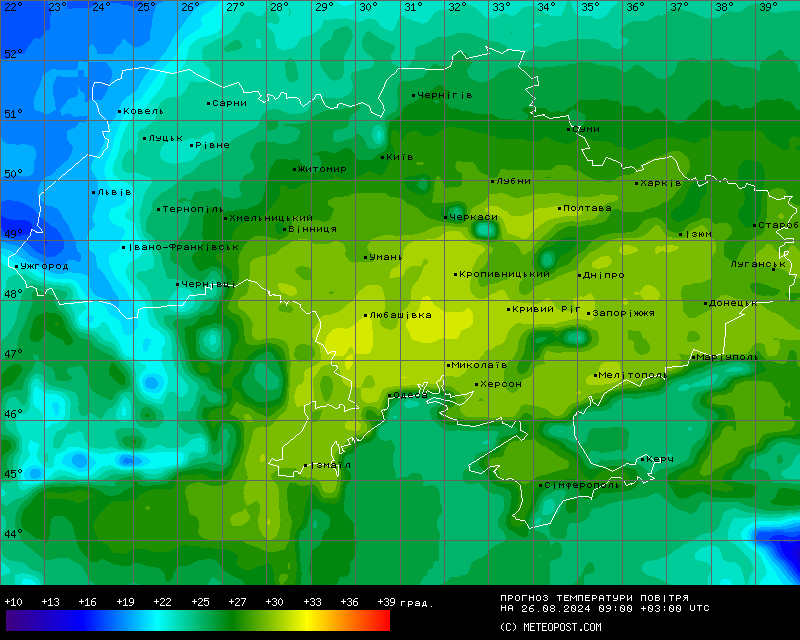 Які температурні показники будуть в Україні 26 серпня