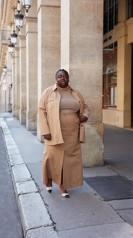Shacket + Turtleneck Top + Column Skirt