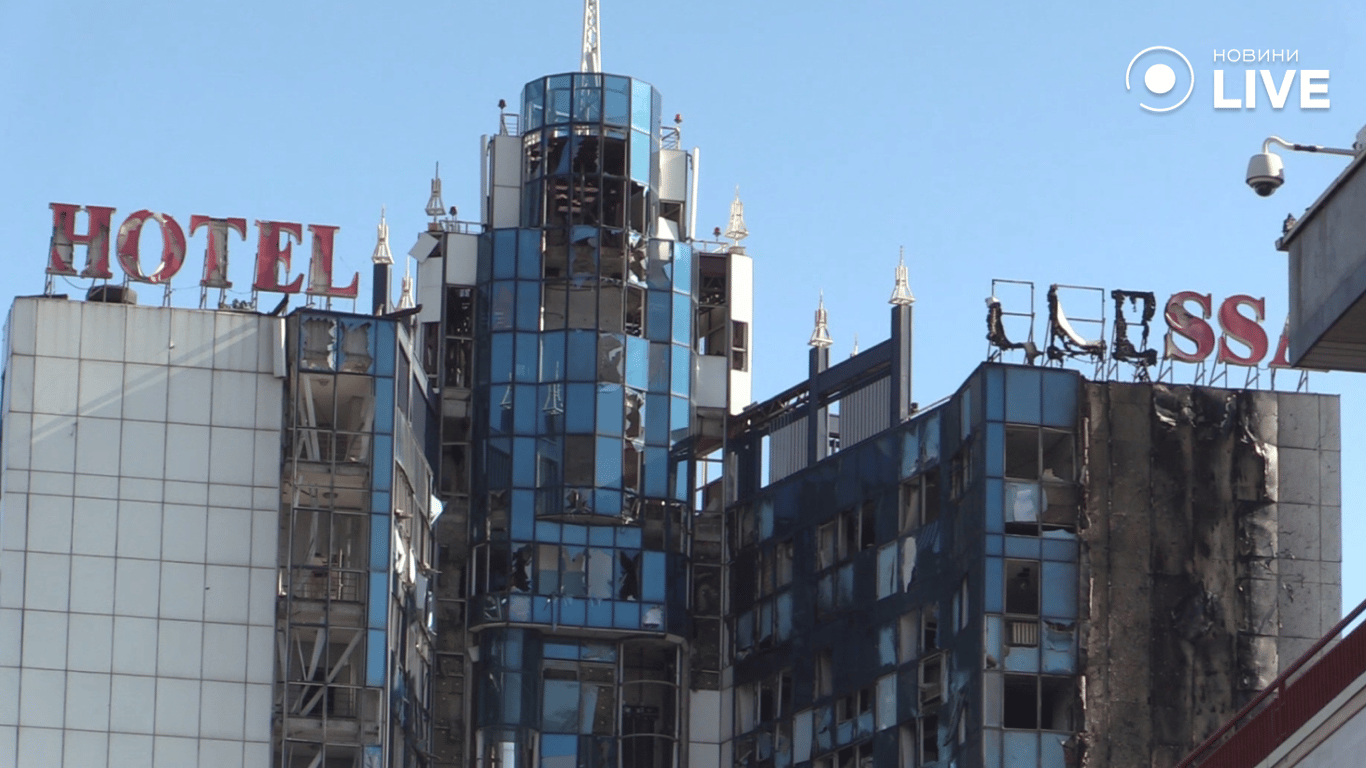 Наслідки влучання в готель "Одеса"
