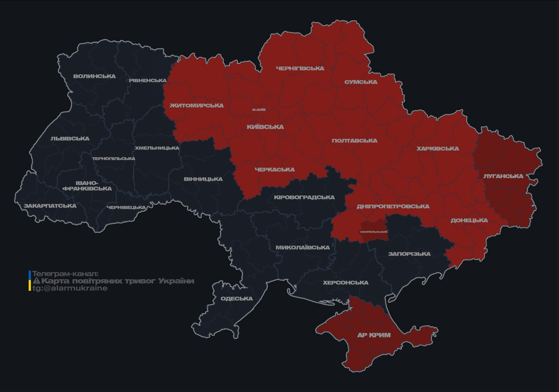 Повітряна тривога пізно ввечері 6 жовтня