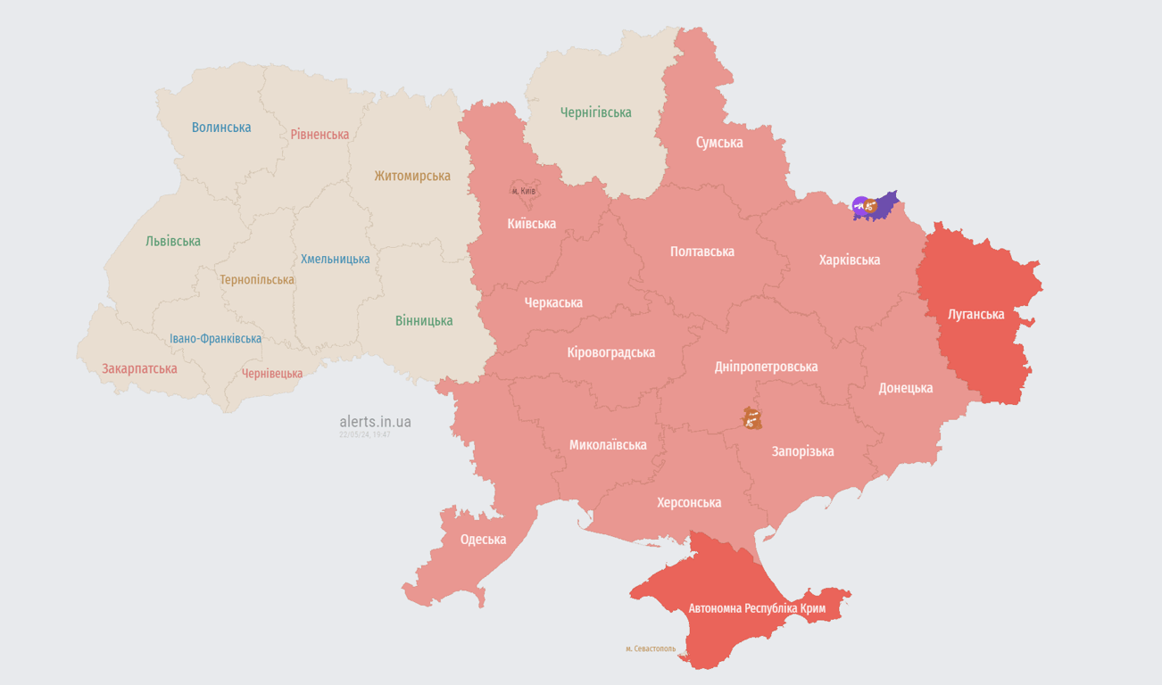 тривога в Україні 22 травня