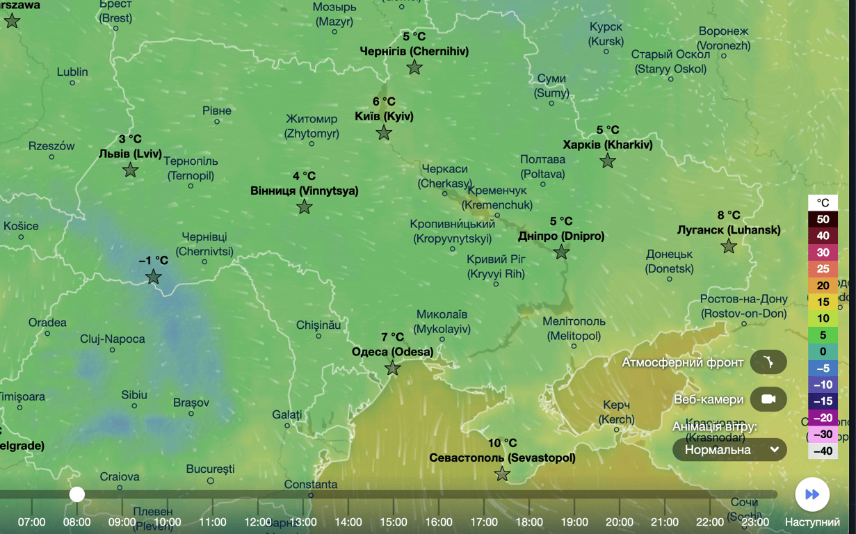 Карта температур