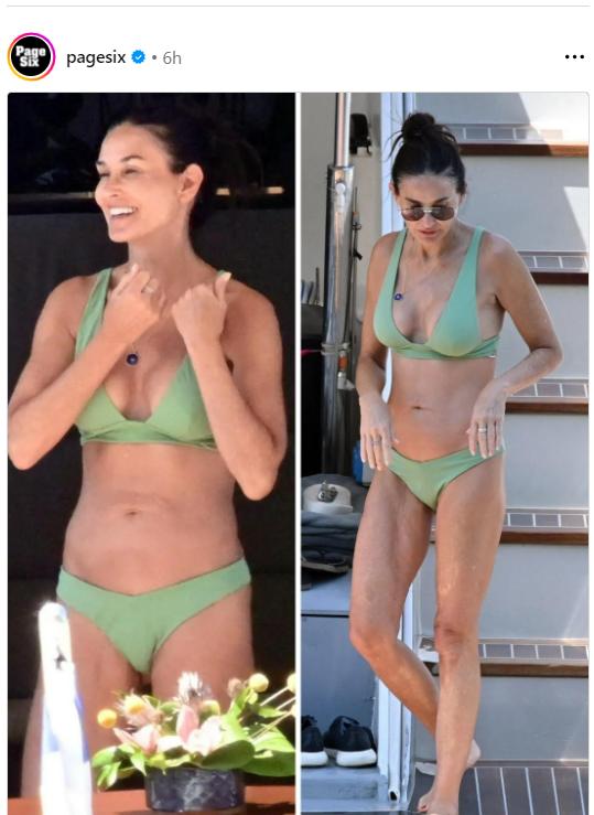 60-летняя Деми Мур в бикини ошеломила результатом от занятий йогой и терапии пиявками - фото 1