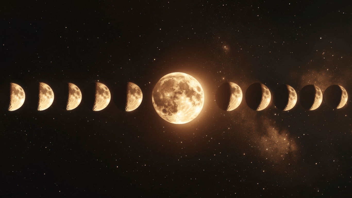 Різні фази Місяця, повний Місяць