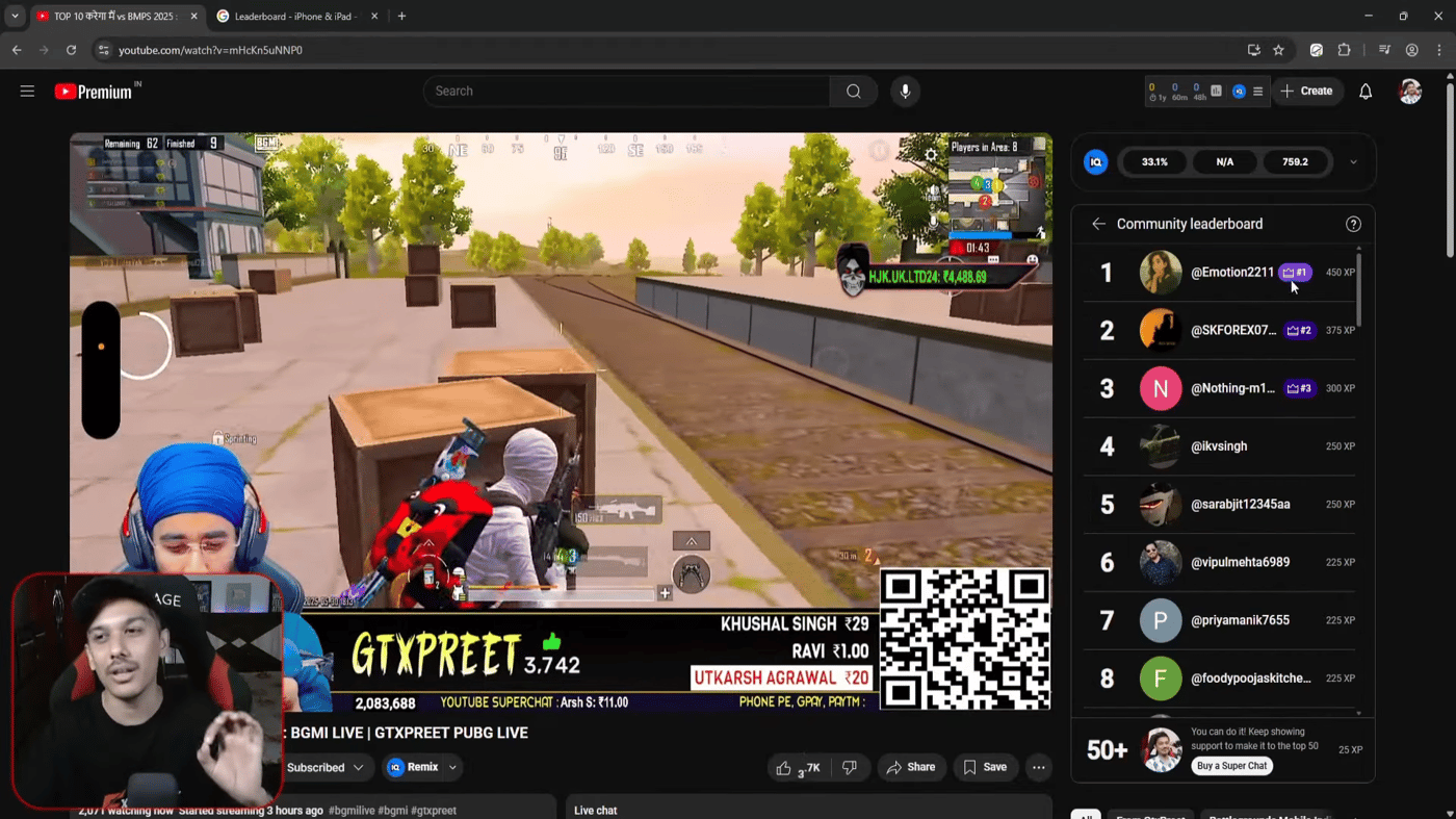 Viewer ratings for livestreams on the YouTube