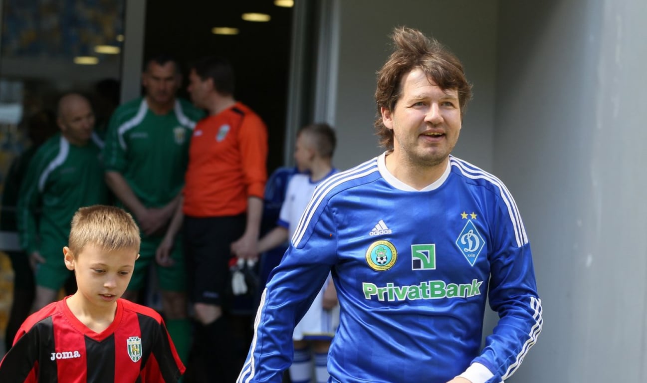 Олег Саленко во время матчей ветеранов киевского "Динамо"