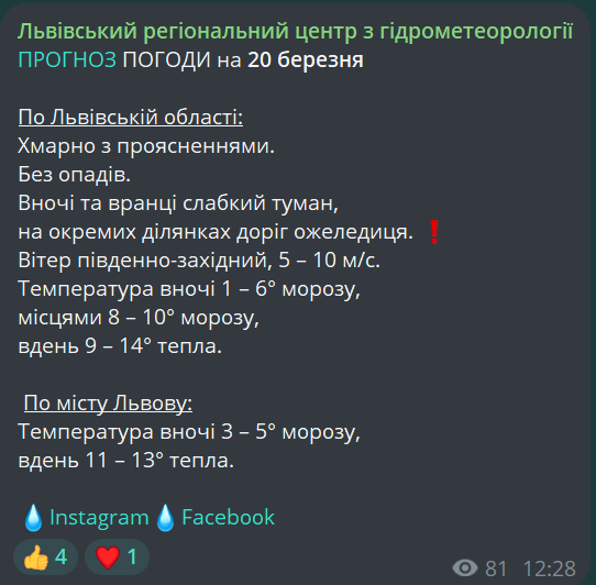 Чи прийде на Львівщину тепло — прогноз погоди на завтра - фото 1