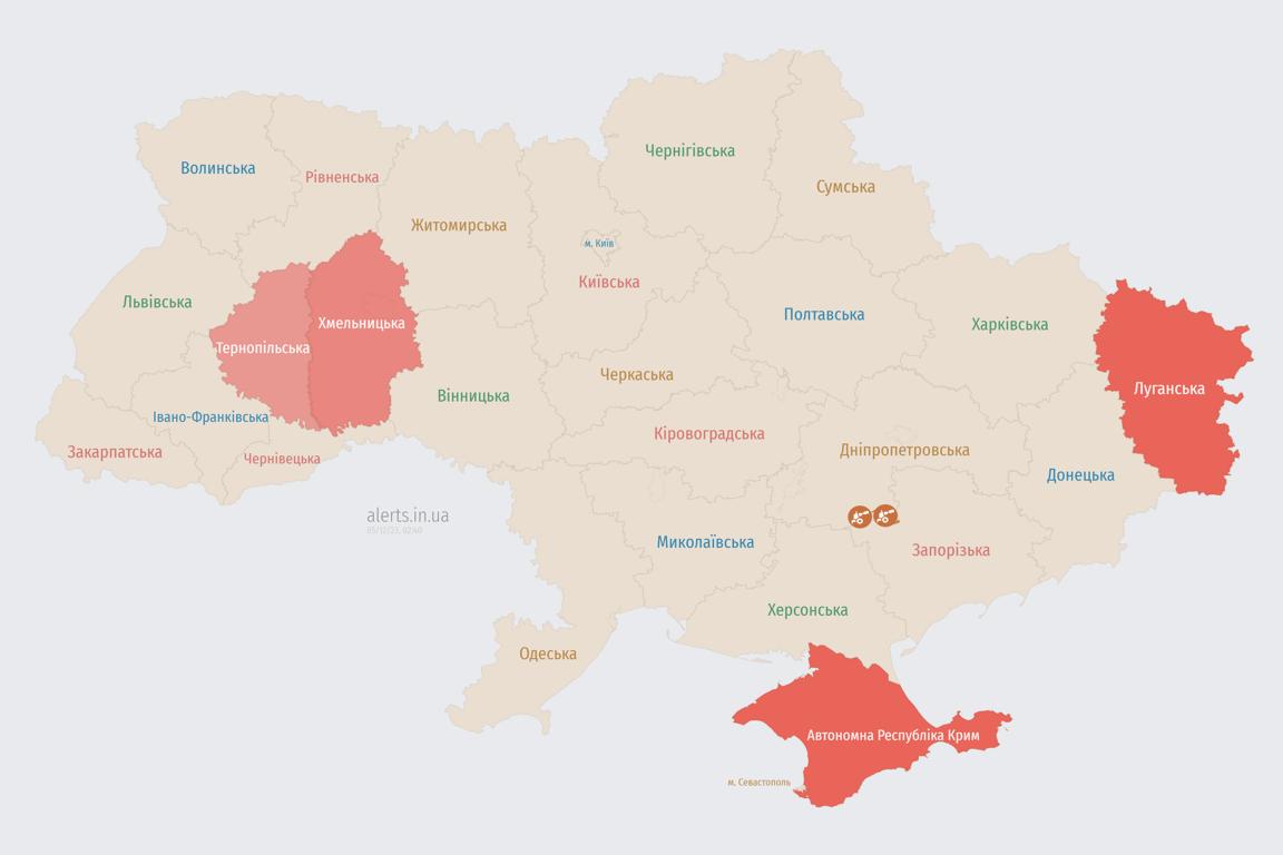 Мапа повітряних тривог в Україні сьогодні, 5 грудня