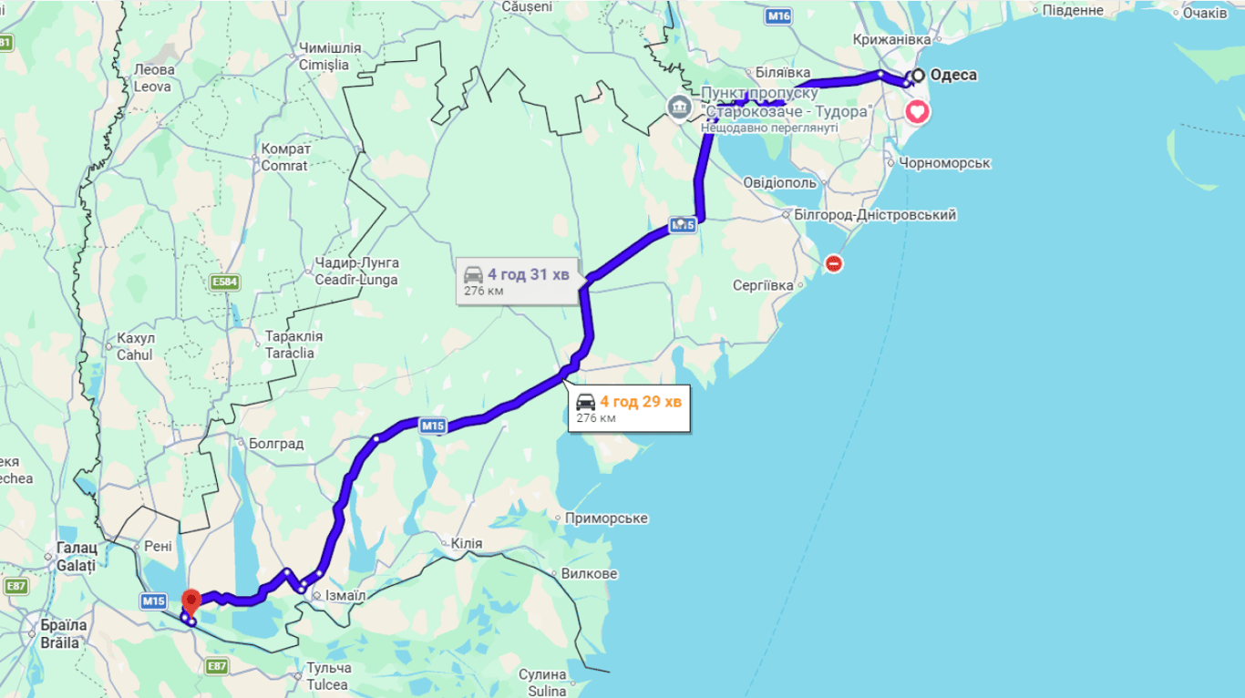 Затори на трасі Одеса-Рені