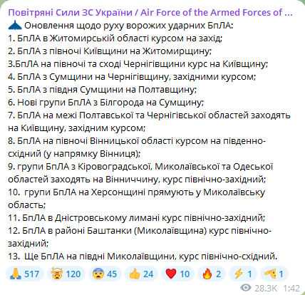 Атака "Шахедів" у ніч проти 7 вересня