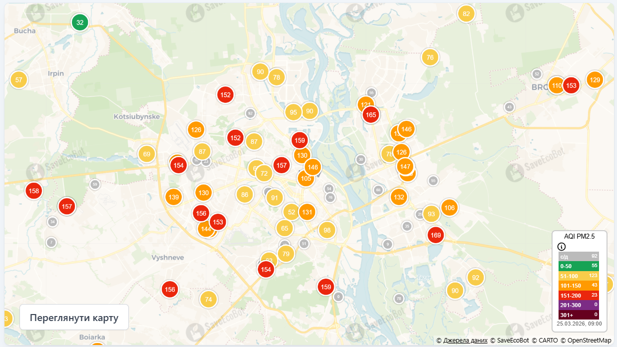 У Києві погіршилася якість повітря 25 березня
