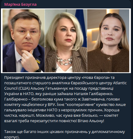 Безугла задоволена — оцінила дипломатичні призначення Зеленського - фото 1