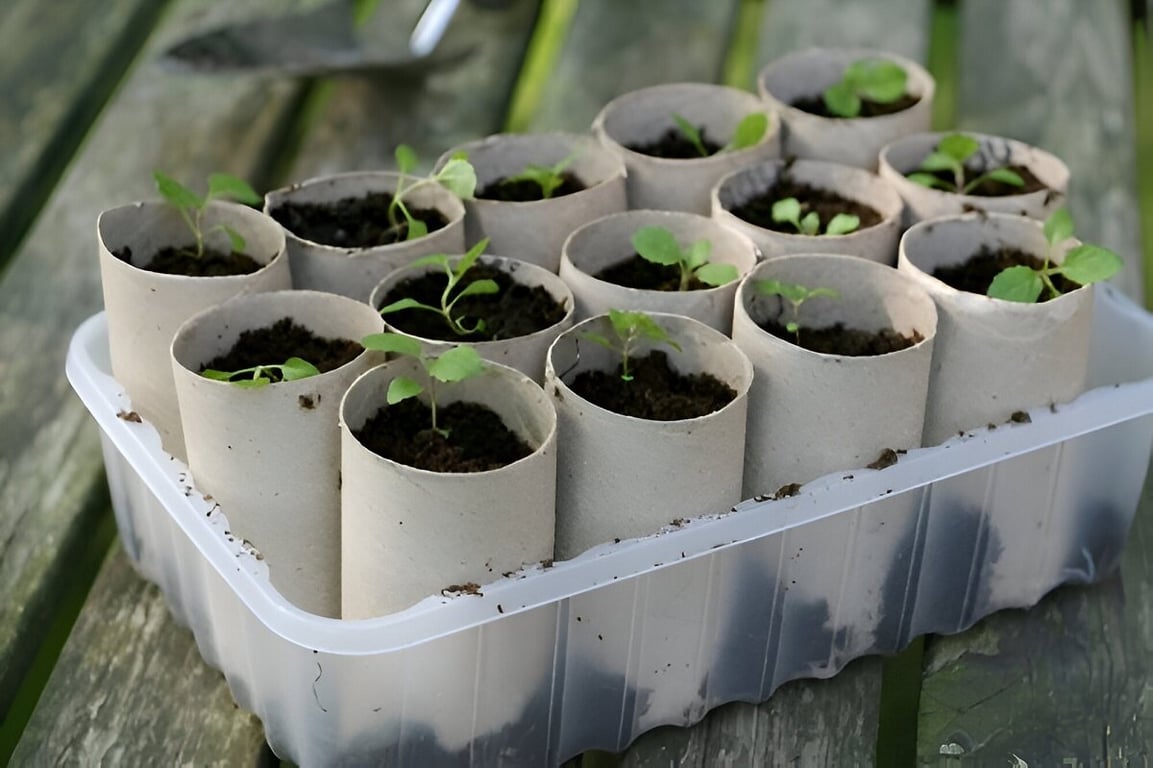 Втулки от туалетной бумаги для выращивания растений