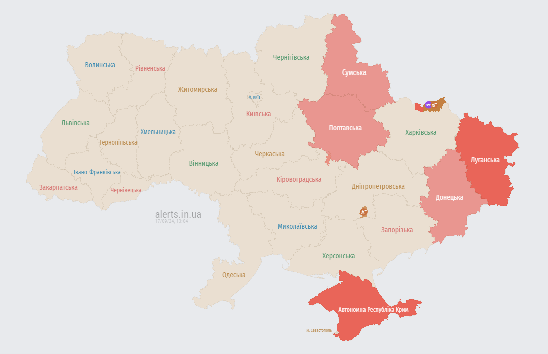 карта тревог