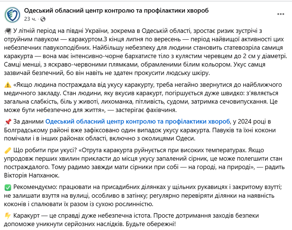 Поблизу Одеси активізувались отруйні каракурти — що відомо - фото 1