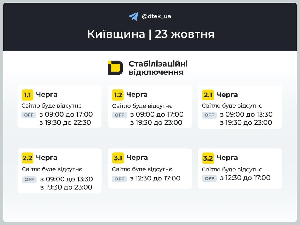 Графіки відключення ДТЕК