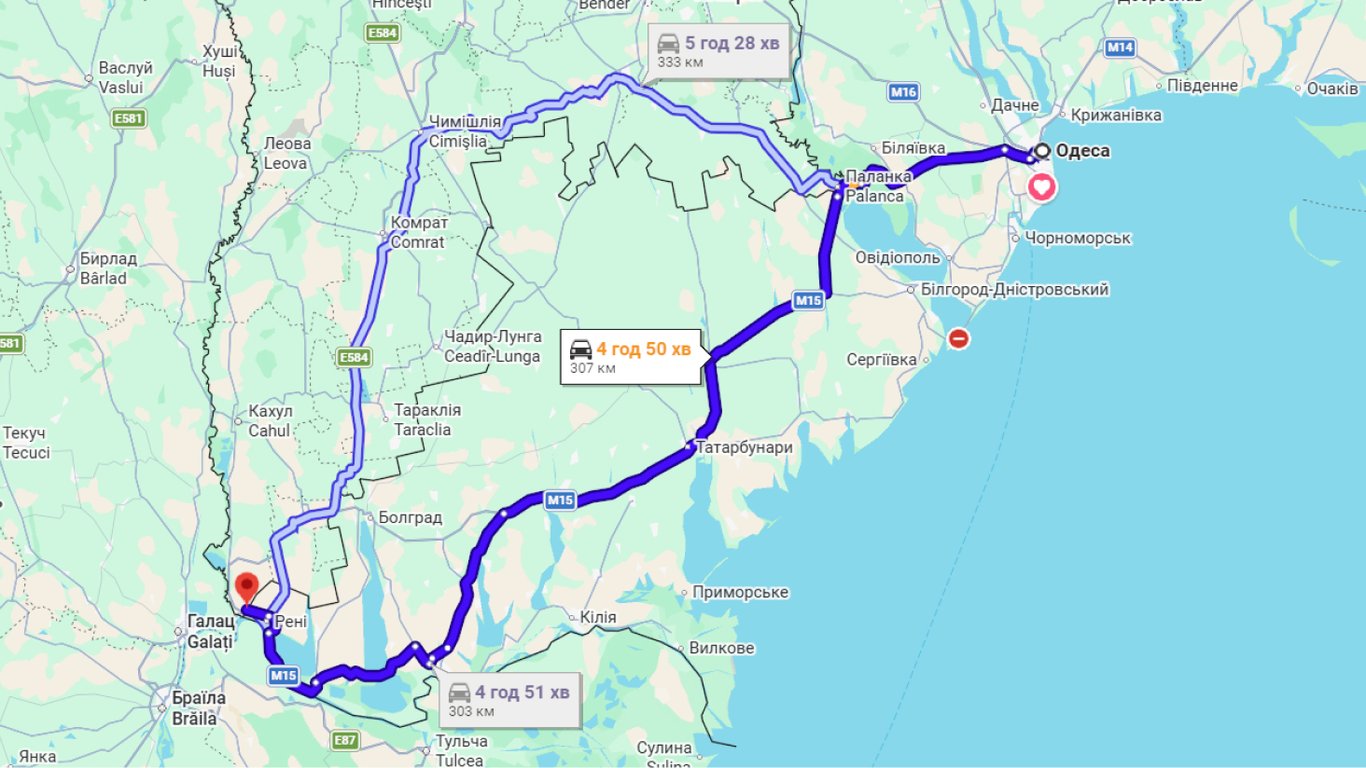 Затори на трасі Одеса-Рені