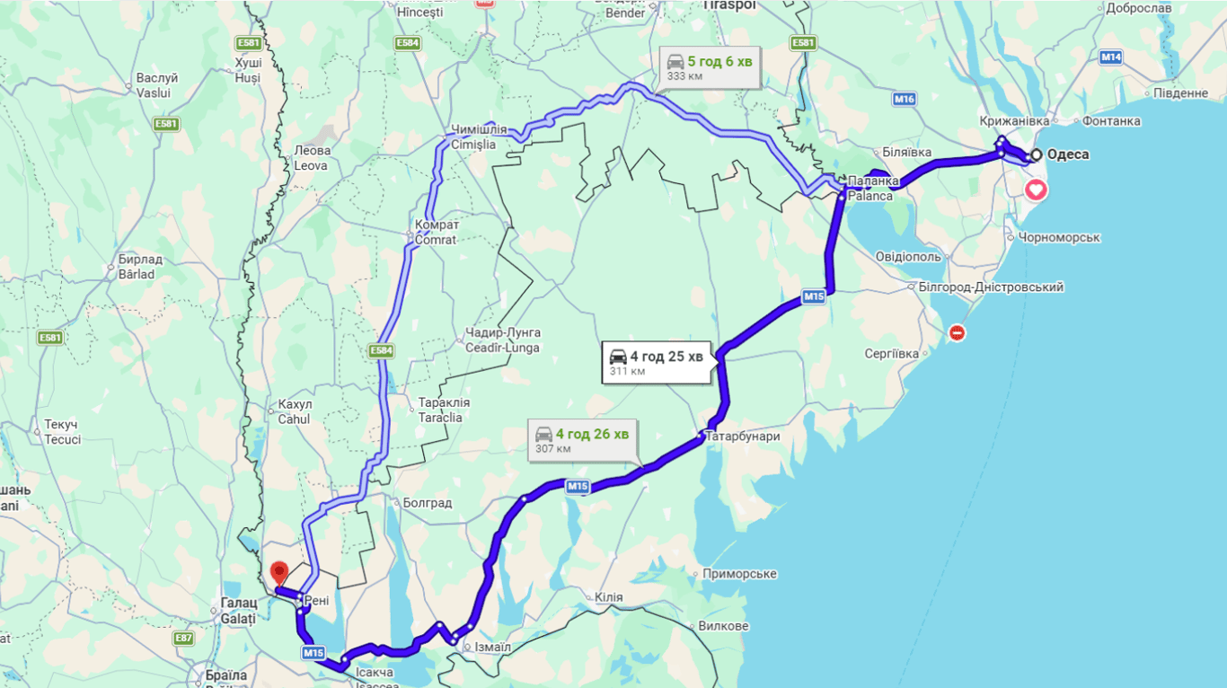 Затори на трасі Одеса-Рені