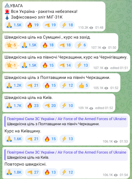 МіГ-31К атакують Київ 27 грудня