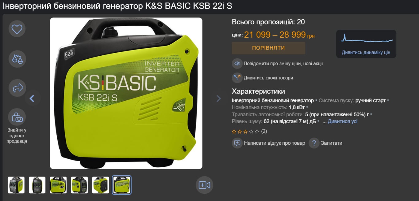 Ціни на генератори в Україні станом на липень 2024