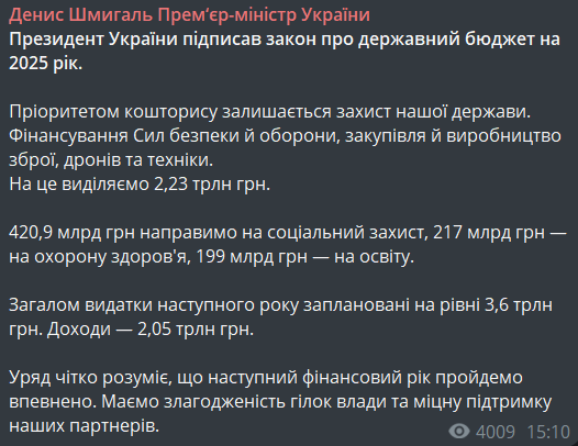 держбюдджет України на 2025 рік