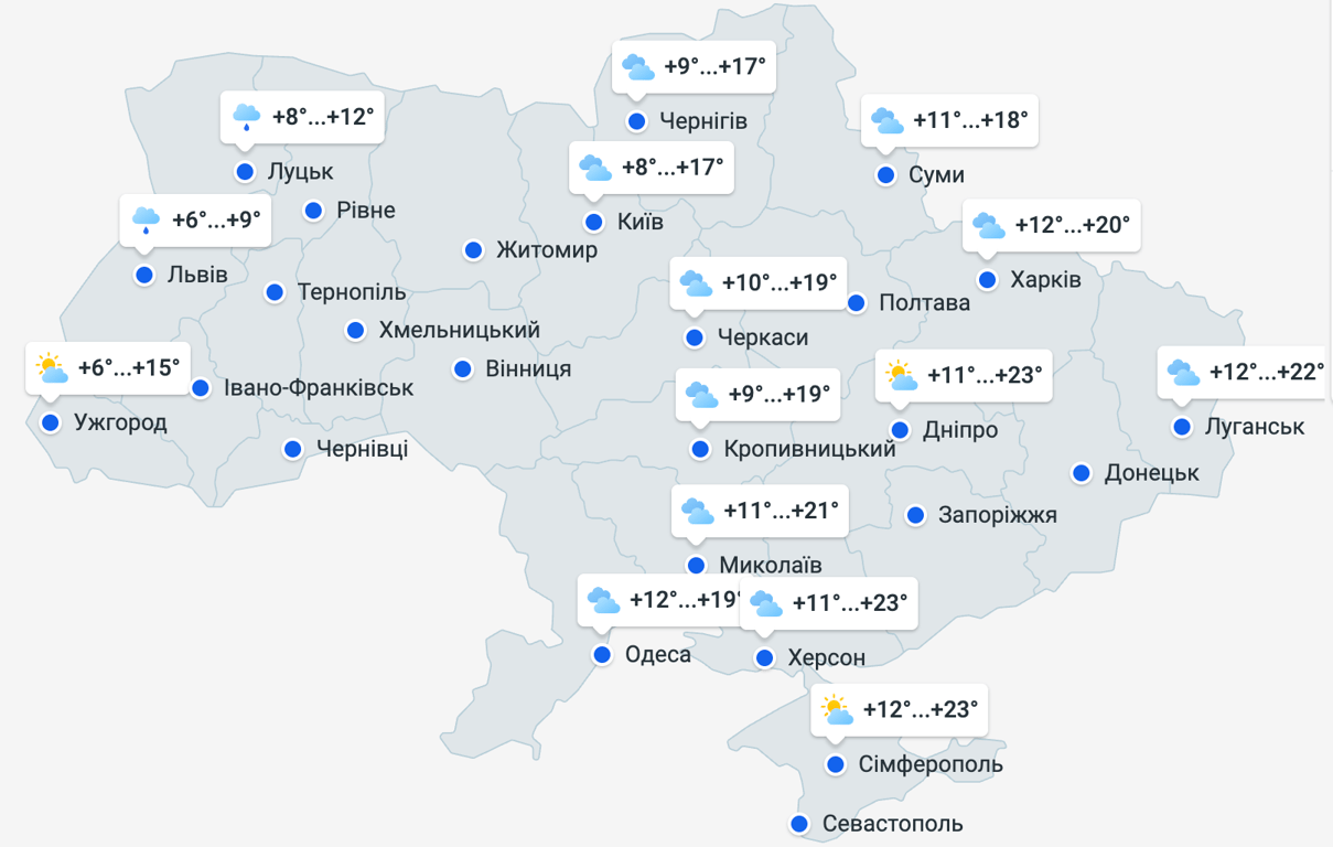 Прогноз погоди в Україні на 7 жовтня