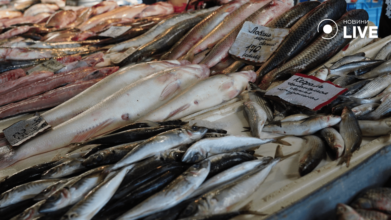 Ассортимент рыбы на рынке. Фото: Новини.LIVE/ Юлия Браславская