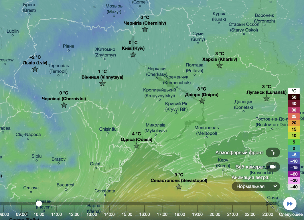 Карта температур