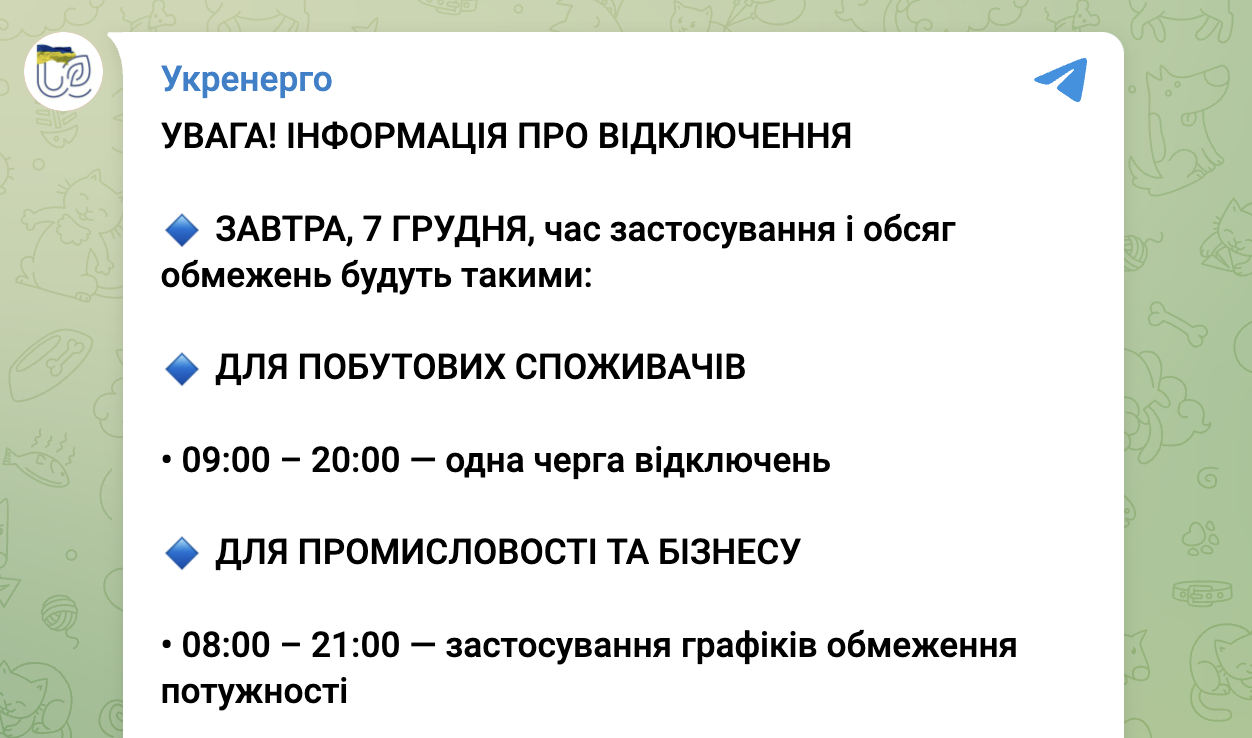 Графики отключения