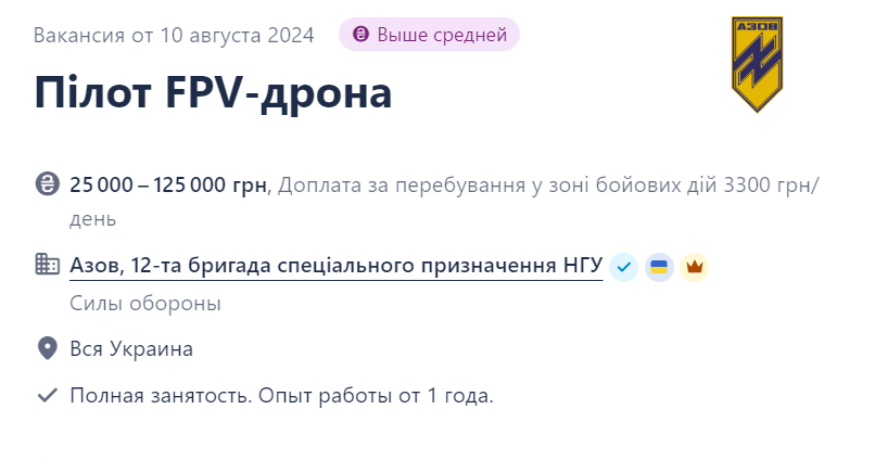 "Азову" потрібні пілоти FPV-дронів — нова вакансія полку - фото 1