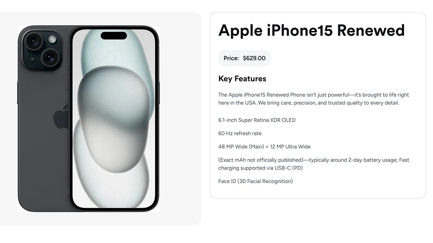 Відновленний iPhone на сайті Trump Mobile