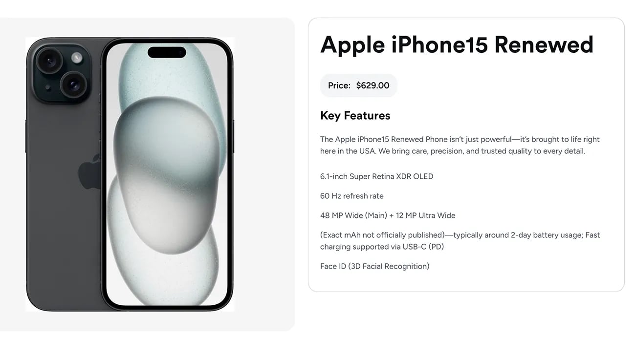 Відновленний iPhone на сайті Trump Mobile