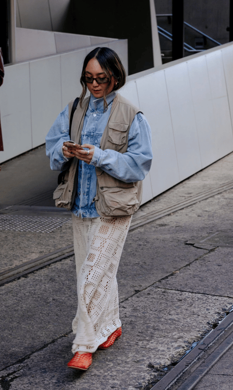 Stylish version of a summer look with a skirt