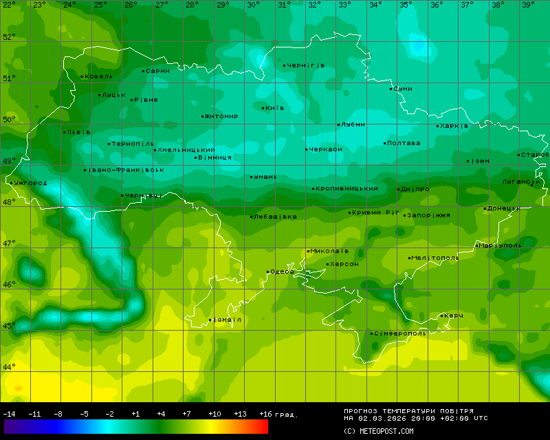 Температуры в Украине 6 марта 2026 года