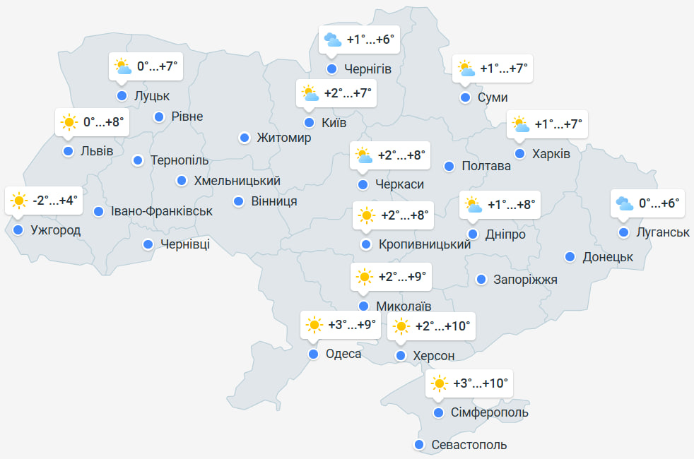 Погода в Україні завтра 1 січня