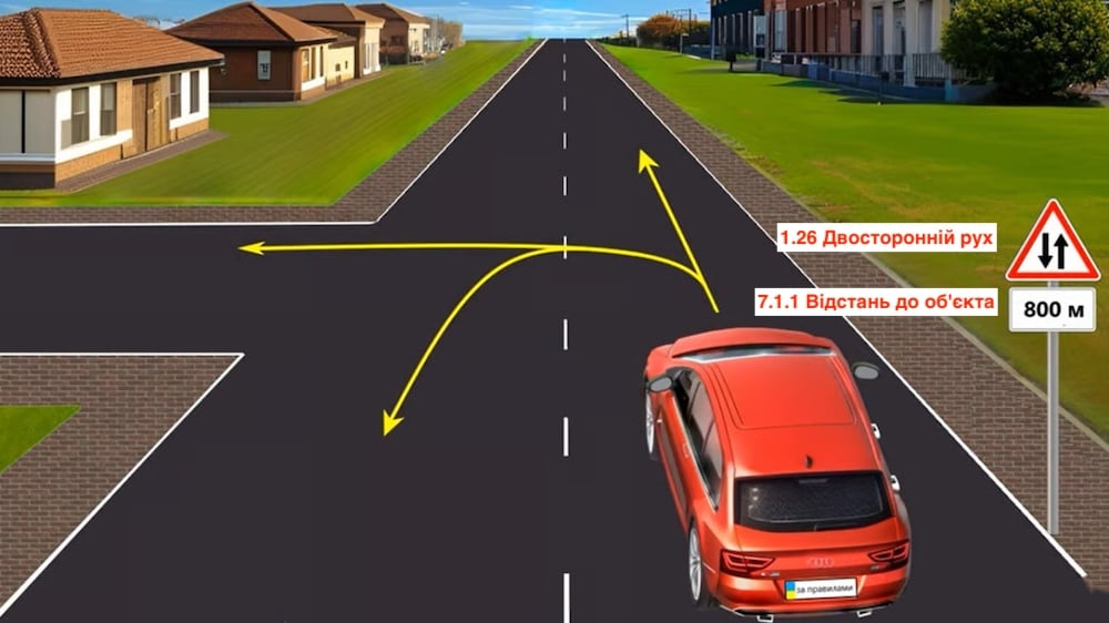 Тест з ПДР: куди може продовжувати рух водій червоного авто?