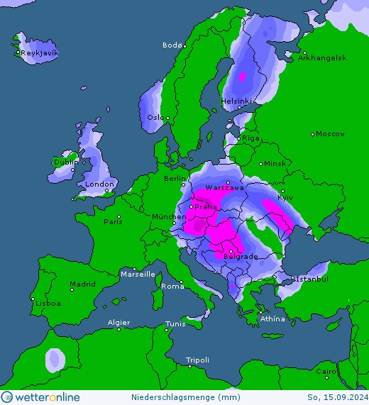 Прогностична карта опадів на 15 вересня