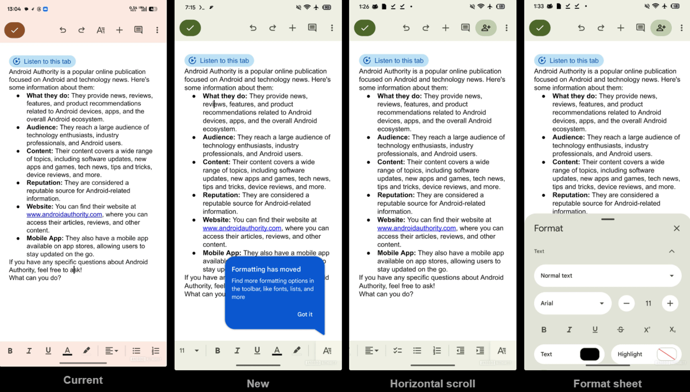 Новая модель форматирования в Google Docs