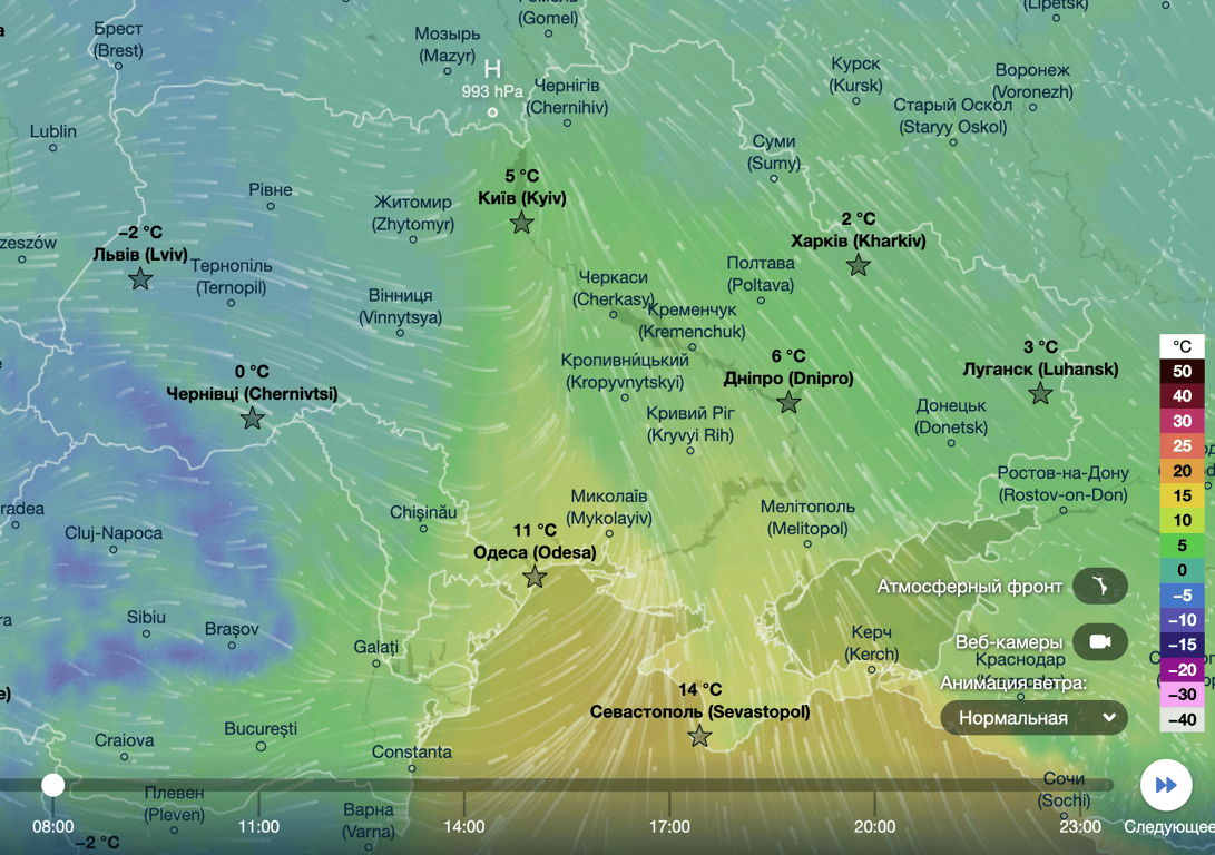 Карта температур