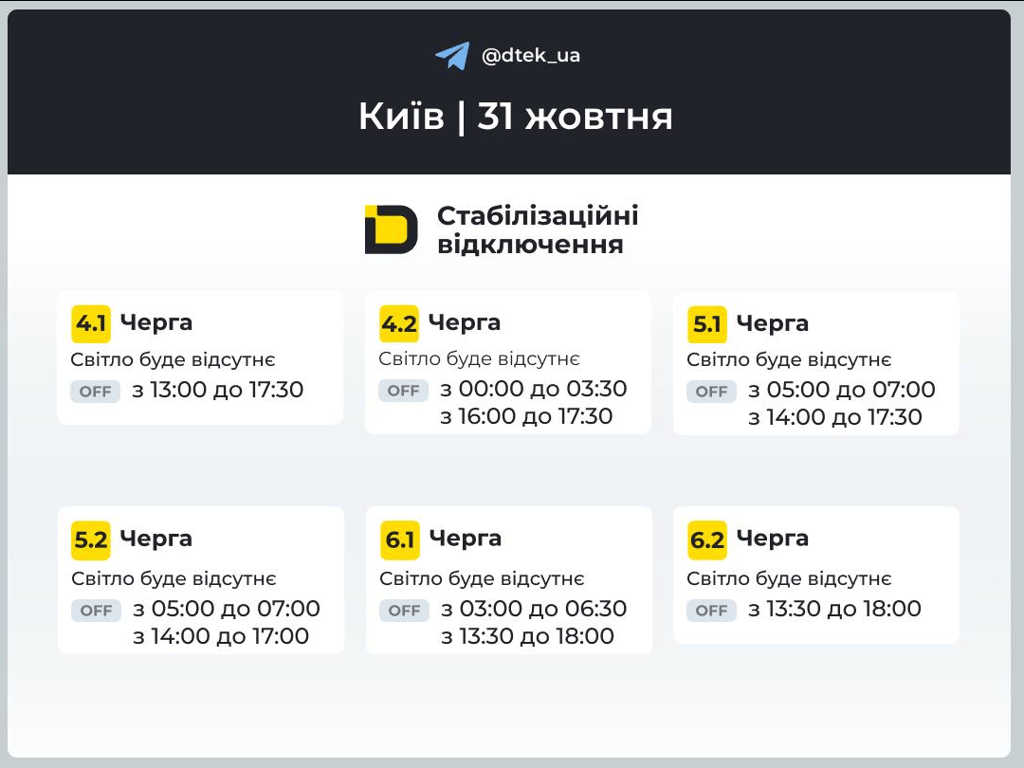 Коли не буде світла у Києві